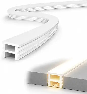 Silicone LED Channel 16.4FT, Flexible Neon Tube Light Cover for LED Strips up to 10mm Wide, Milky White LED Strip Diffuser Channel, DIY Spotless Light Cover for Cabinet Lighting, No Strip Included