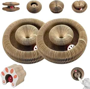 2PC Cat Toy, Cat Toy, Foldable Recyclable Cat Accordion Toy for Indoor Cat Playing,Interactive Scratch Pad with Toy Ball