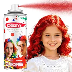 Red Hair Spray Color Temporary Hair Color Spray for Kids Women Men, Washable Temporary Hair Dye Spray, Natural Hair Color Wax Non-Sticky for Independence Day,4th of July, Cosplay, Party (Red, 4.06 oz)