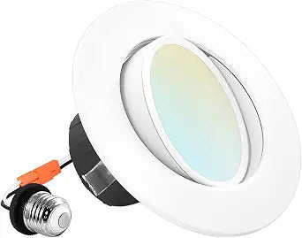 LUXRITE 4 Inch Gimbal LED Recessed Lighting Can Light, 8W=60W (1 Pack)