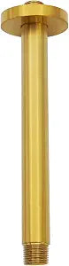 Shower Arm and O-Ring Flange, 8 inch, Solid Brass, Round, Both Soldered 1/2 NPT Tapered Threads, Straight Shower Arm Extension, Ceiling Shower Head Arm for Rain Shower (Brushed Gold)