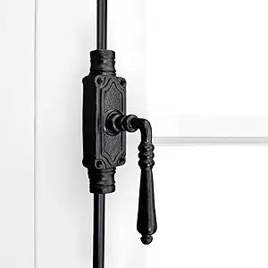 Iron Door Cremone Bolt - 9 ft Durable Solid Iron Build, Rust Resistant Black Powder Coat Finish, Easy Installation, Vintage Style for Tall Doors, Perfect for Any Decor