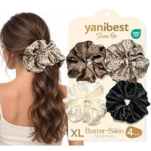 YANIBEST 4 Pcs Oversized Satin Scrunchies, Large Hair Ties for Women