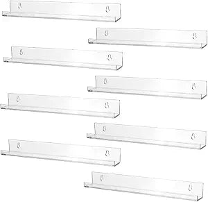 Sooyee 8 Pack 15 Inch Acrylic Invisible Kids Floating Bookshelf