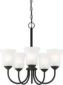 DESIGNERS FOUNTAIN 5-Lights Bronson Chandelier, 20.25 Inch Ceiling Light Fixture for Kitchen, Dining Room, Bedroom, and Living Room, Matte Black, D278M-5CH-MB