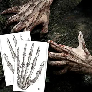 Kotbs Skeleton Hands Temporary Tattoos, 4 Sheets, Waterproof Halloween