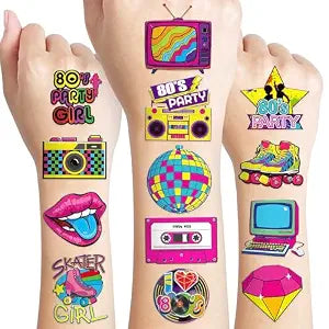 60 Pcs 80s Temporary Tattoos - Pre-Cut