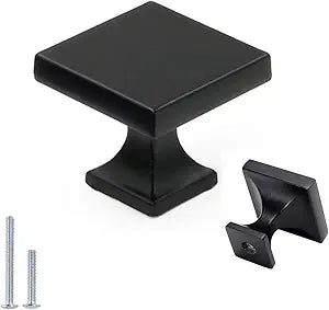 Peaha 30 Pack Black Cabinet Knobs,Square Drawer Knobs, Solid Zinc Alloy Cabinet Hardware Pulls for Kitchen Cupboard Dresser Bathroom