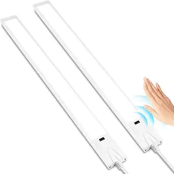 16 Inch Under Cabinet Lights 2 Pack, Hand Wave Motion Sensor LED Light Bar, Plug in Dimmable Under Counter Lighting, Touchless LED Cabinet Lights for Kitchen, Closet, Shelf, Sink