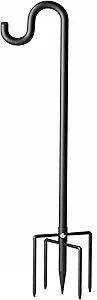 108" Shepherds Hooks for Outdoor, Extra Thick Bird Feeder Pole with 5 Prong Base, Adjustable Shepards Hook for Garden, Weddings, Hanging Plant