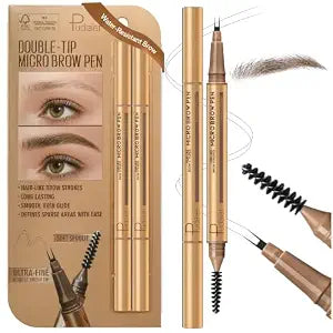 Pudaier 2 Pack Double-Tip Precise Microblading Eyebrow Pen (Dark Brown)