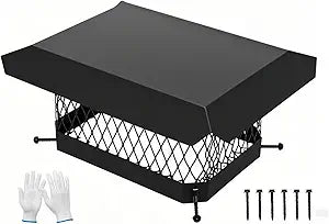 G GOOD GAIN Chimney Cap - 9 x 13 inch Chimney Cover for Outside Galvanized Steel | Fireplace Rain Caps with Hood Plate | Chimney Flue Cover Fits Existing Tiles with Adjustable Metal Screws & Gloves