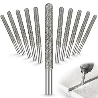 Tondiamo 10 Piece Diamond Drill Bits for Tile, Porcelain, Granite, Marble, and Countertop, 1/4 Inch Hex Shank for Rotary Tools, Industrial Grade #36 Diamond Grit with Carbon Steel Body