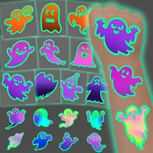 120 Pcs Glow in the Dark Halloween Ghost Temporary Tattoos for Kids