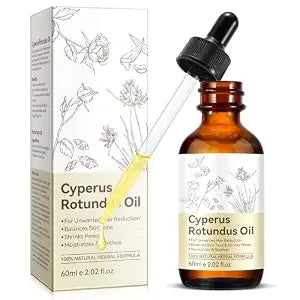 Cyperus Rotundus Oil for Hair Reduction – 100% Pure & Natural to Reduce Unwanted Body Hair, Balance Skin Tone, Shrink Pores, Moisturize & Soothe Skin – Safe for All Types (2.02 oz)