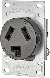 Leviton 30 Amp, 125/250 Volt, NEMA 10-30R, 3P, 3W, Flush Mtg Receptacle, Straight Blade, Industrial Grade, Non-grounding, AL-CU, Side Wired, Steel Strap-Black, 5207-S10