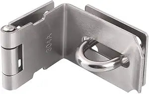 HOWDIA 4 Inch Door Hasp Latch 90 Degree, Stainless Steel Safety Right Angle Padlock Hasp Locking Latch Security Door Clasp Hasp Lock Latch for Push/Sliding/Barn Door, 2mm Thick, Brushed Silver