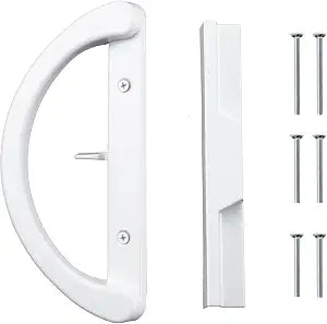 HOME MASTER HARDWARE Patio Sliding Glass Door Handle Set, Non-Keyed Sliding Patio Door Handles Replacement, White Diecast Slider Door Handle Fits 3-15/16 Hole Spacing for Mortise Style,1 Set