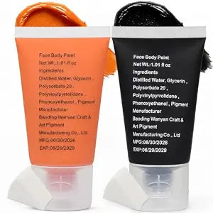 Black and Orange Face Body Paint for Pumpkin Makeup Tiger Makeup,Washable