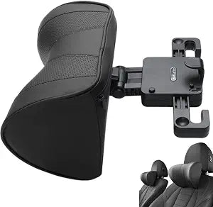 Adjustable U-Shaped Car Headrest Pillow, 180 Head Neck Pillow for Driving Support Seat Ergonomic Design Leather Comfortable Short Trips Supporting Long Ride Travel Sleeping Essentials(Leather-Black)