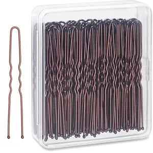 U Shaped Hair Pins for Women, 2.4 Inch, 100 Count, Brown U Pins