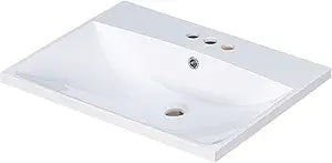 24"x18" Bathroom Vanity Sink Top Only, Center-Located Undermount/Drop-in Countertop, Fit for 4" Cenerset Faucet (Not Included), White