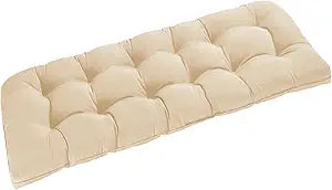 downluxe Outdoor Bench Cushion for Patio Furniture, Water Resistant Tufted Overstuffed Porch Swing Cushions, Thick Outdoor Loveseat Cushions, 59" x 18" x 5", Beige, Set of 1