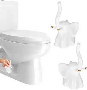 2 Pcs Toilet Bolt Covers,Rust-Proof Ceramic Toilet Bolt Caps,Cute Elephant Shape Bathroom Decor,Easy to Install White Decorative Protectors for Modern Home
