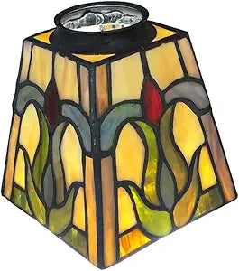 [HUIMEIJU] Tiffany lampshade, square lampshade, colored glass lampshade, Fan lampshade replacement, wall lampshade, pendant lampshade replacement, separate lampshade, HMJ6036