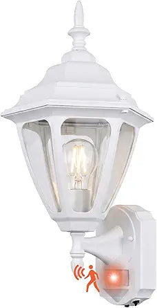 Porch Lights Outdoor Motion Sensor Wall Sconce Anti-Rust Aluminum, Exterior Outdoor Wall Lights Dusk to Dawn Porch Light Fixture Wall Mount for House Outside Patio Large White
