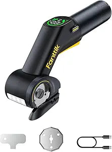 Fanttik C10 Pro BowGuide Electric Cardboard Cutter, Cordless Scissors with LED Display, 2-Speed Adjustable, Rechargeable Powerful Rotary Box Cutter with 2 Blades for Fabric, Carpet, Leather, Cardboard