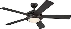 Westinghouse 7307200 Comet, Transitional Dimmable LED Ceiling Fan with Light, 52 Inch, Espresso Finish, Frosted Glass