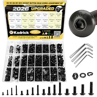 2280PCS M2M3M4M5 Metric Hex Socket Button Head Screws Assortment Kit