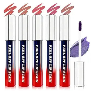 IONSGAKO 5 Colors Peel Off Lip Stain and Liner Set, Matte Finish for Women