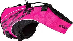 EzyDog DFD X2 Dog Life Jacket - Adjustable Swimming Safety Life Vest Preserver with Continuous Neck Flotation, Reflective Trim, & Grab Handle (3XS, Pink)