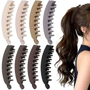 ProSuites 8 PCS Banana Hair Clips for Women, Cute and Stylish French Hair Claw Clips, Neutral Color Ponytail Holder Hair Accessories for Thin/Thick Hair, All Day Hold