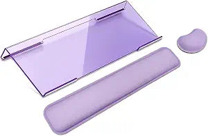 Computer Keyboard Wrist Rest Stand Set for Desktop, Keyboard Holder Easy Typing with Wrist Pad for Office, Home, School - Purple