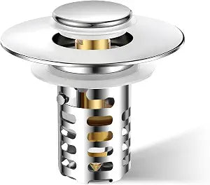 Bathroom Sink Drain Strainer,Universal Fit 99% Bathroom Sink Stopper, Anti-Clog Stainless Steel Drain Filter Basket, Removable Sink Drain for Bathroom Sink Stopper for (1.18'' to 2.17'' inch) Drain
