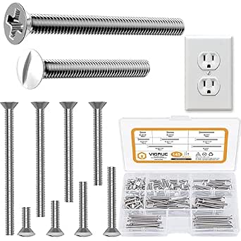 VIGRUE 145PCS Extra Long Outlet Screws Electrical Wall Plate Screws