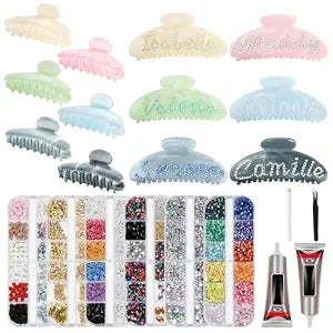 6 Sets DIY Hair Claw Clips Kit, Acrylic Claw Clip Decor Kit for Craft Night
