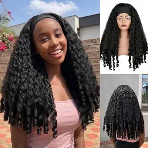 Afro Curly Headband Wigs Glueless Kinky for Black Women 24inch,Black
