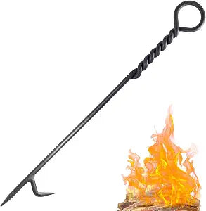 Fire Poker for Fireplace. 40 in Heavy Duty Fireplace Poker. Wrought Iron Steel Fire Pit Poker. Rust Resistant Black Finish Fire Poker. Fireplace Fire Pit Tools (40 Inc)