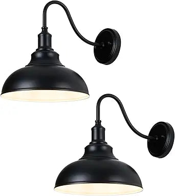 2 Pack Outdoor Wall Lights 12 inch Exterior Barn Wall Sconce Fixture Wall Mount Lantern Waterproof Black Wall Lamps Lumiere Outside Porch Lights House Garage Doorway Patio Front Door Entryway