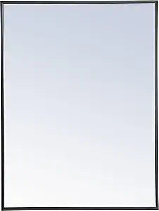 Elegant Decor Monet 32" x 24" Rectangle Metal Frame Mirror in Black