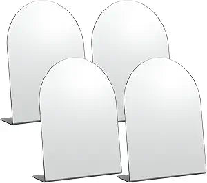 Colingmill 4 Pcs Counter Top Desk Mirror 8.26 x 11 Inch Freestanding Makeup Mirror for Desk Acrylic Mirrors Arch Single Sided Vanity Mirrors for Table Office Home Bathroom Bedroom Dorm