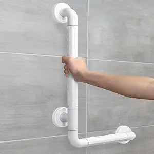 Japard L-Shaped Grab Bar for Elderly, Shower Safety Long Bars Handle, Toilet, Bath Tabs, Instllation 23 x 15 Inch Wall Mount, 660 lbs White