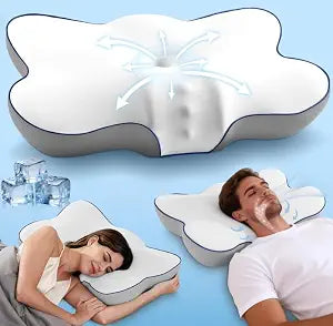 Ultra Cooling Cervical Pillow for Neck Pain Relief, Patented Ergonomic Memory Foam Neck Pillow with 3X Breathable Pillowcase, Dual-Height Orthopedic Pillow for Side, Back & Stomach Sleepers (Large)