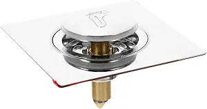 ARTIBETTER Bathtub Drain Plug with Step-on Closure Sink Drain Plug Filter with Panel Hair Catcher Basket Strong Adhesive for Bathroom Sink and Tub