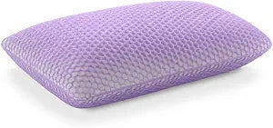 Cooling Talalay Latex Pillow for Sleeping, Natural Latex Neck & Shoulder Support, Breathable Bed Pillow for Side and Back Sleepers, Pressure Relief, Queen Size White/Purple