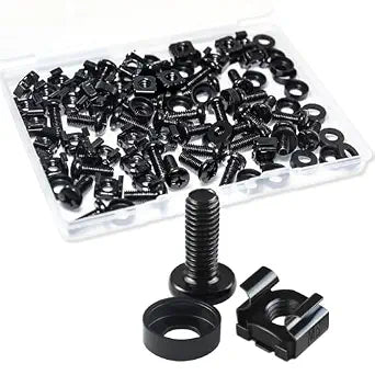 M6 Cage Nuts and Rack Screws Kit, 50-Pack, Rack Mount Cage Nuts